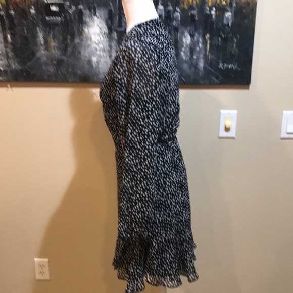 All in Favor Black and White Polkadot Sheer Wrap with Lining Midi Dress-Size M - Picture 4 of 9